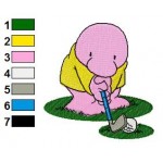 Ziggy Play the Golf Embroidery Design 02